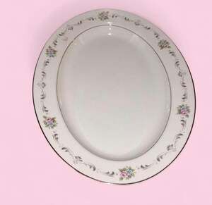 Towne House Cameo Rose Pattern Ivory  Oval Serving Platter